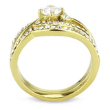 TK3708 - IP Gold(Ion Plating) Stainless Steel Ring with AAA Grade CZ in Clear - Alamode - Flyclothing LLC