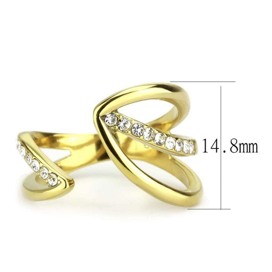 TK3710 - IP Gold(Ion Plating) Stainless Steel Ring with Top Grade Crystal in Clear - Alamode - Flyclothing LLC