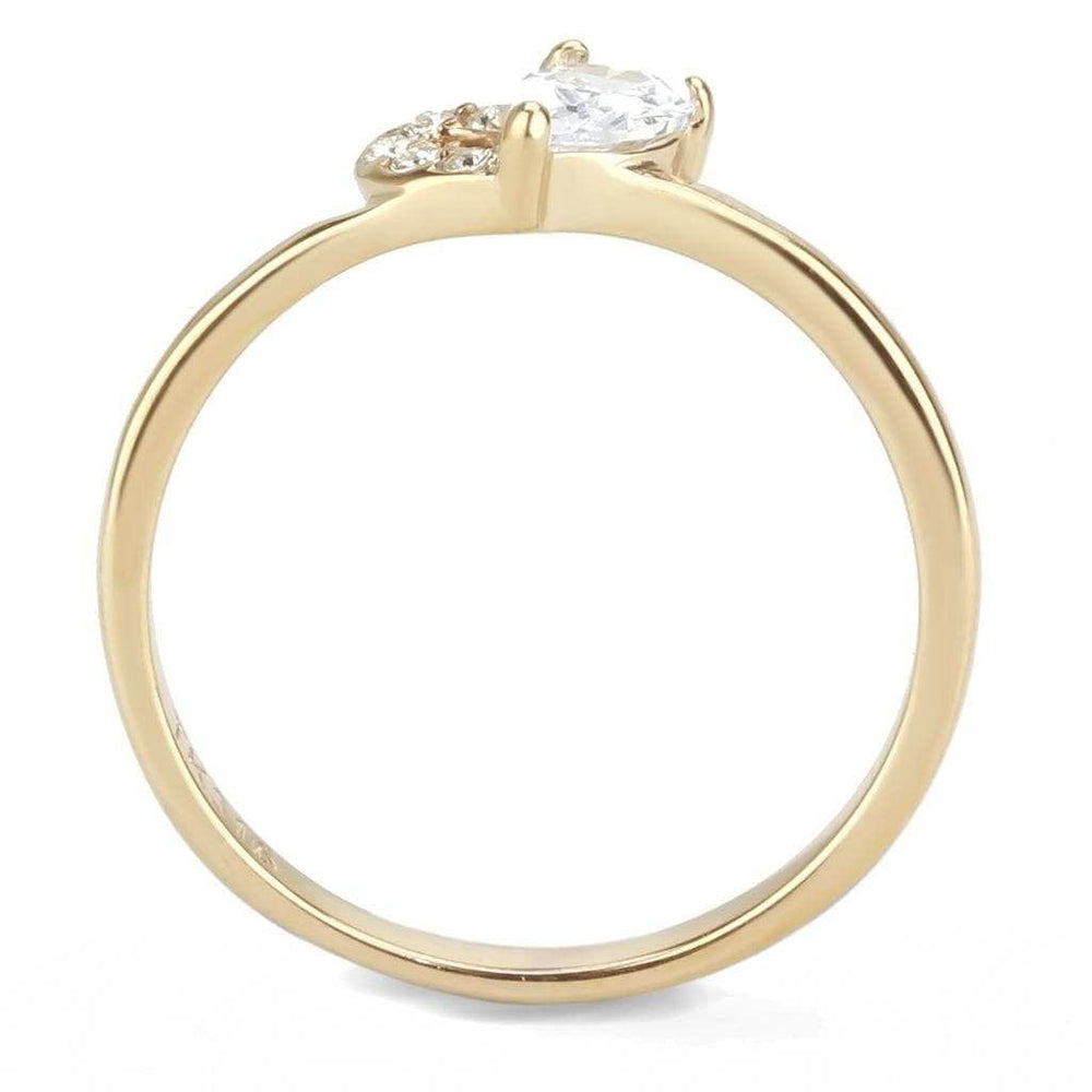 TK3713 - IP Rose Gold(Ion Plating) Stainless Steel Ring with AAA Grade CZ in Clear - Alamode - Flyclothing LLC