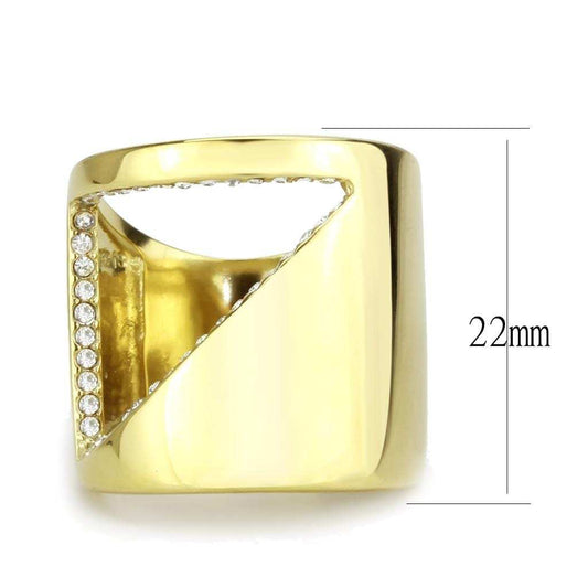 TK3715 - IP Gold(Ion Plating) Stainless Steel Ring with Top Grade Crystal in Clear - Alamode - Flyclothing LLC