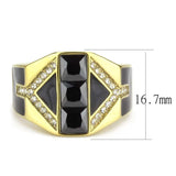 TK3721 - IP Gold(Ion Plating) Stainless Steel Ring with AAA Grade CZ in Black Diamond - Alamode - Flyclothing LLC