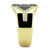 TK3721 - IP Gold(Ion Plating) Stainless Steel Ring with AAA Grade CZ in Black Diamond - Alamode - Flyclothing LLC