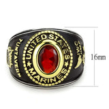 TK3723 - Two-Tone IP Gold (Ion Plating) Stainless Steel Ring with Synthetic Synthetic Glass in Red Series - Alamode - Flyclothing LLC