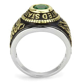 TK3724 - Two-Tone IP Gold (Ion Plating) Stainless Steel Ring with Synthetic Synthetic Glass in Emerald - Alamode - Flyclothing LLC