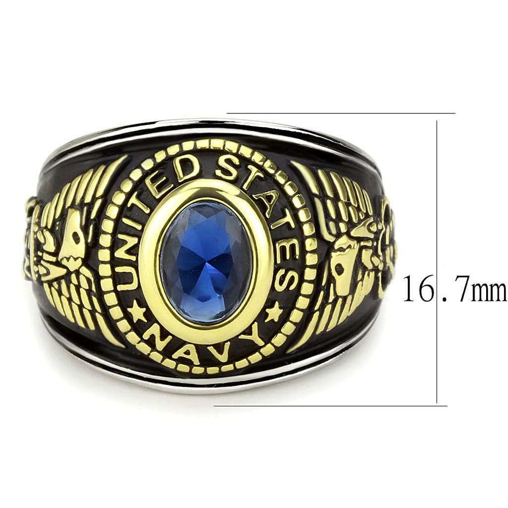 TK3726 - Two-Tone IP Gold (Ion Plating) Stainless Steel Ring with Synthetic Synthetic Glass in Montana - Alamode - Flyclothing LLC
