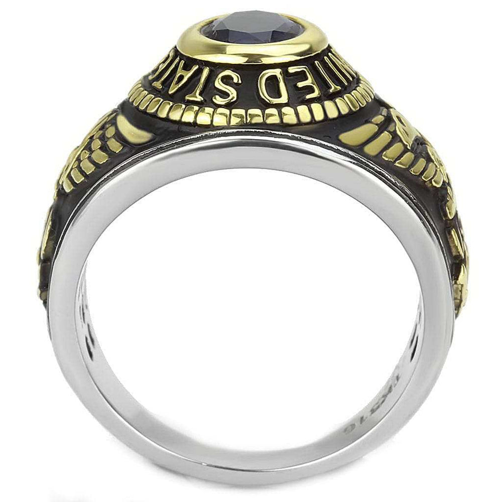 TK3726 - Two-Tone IP Gold (Ion Plating) Stainless Steel Ring with Synthetic Synthetic Glass in Montana - Alamode - Flyclothing LLC