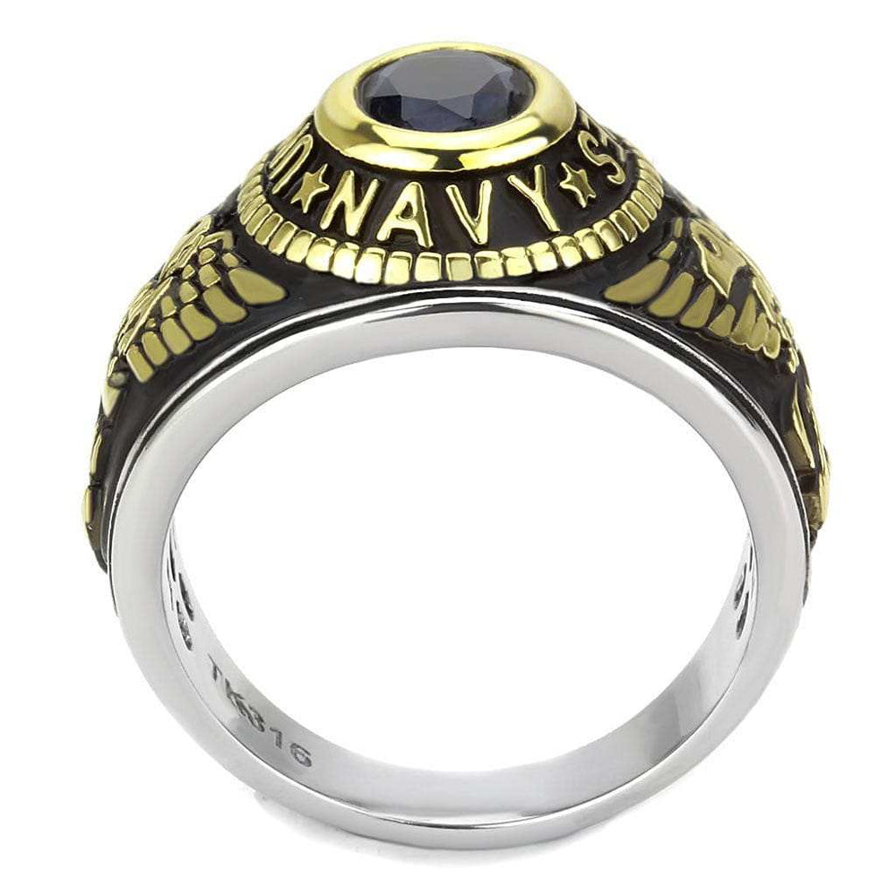TK3726 - Two-Tone IP Gold (Ion Plating) Stainless Steel Ring with Synthetic Synthetic Glass in Montana - Alamode - Flyclothing LLC