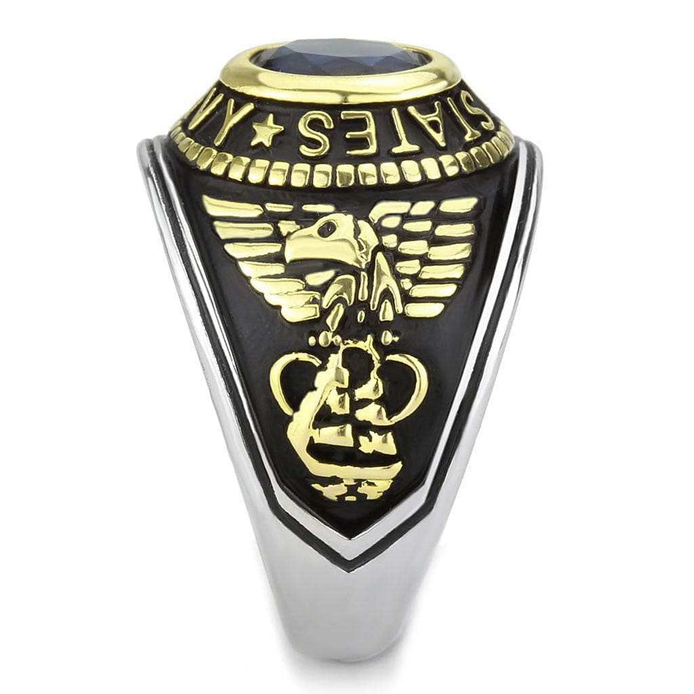 TK3726 - Two-Tone IP Gold (Ion Plating) Stainless Steel Ring with Synthetic Synthetic Glass in Montana - Alamode - Flyclothing LLC