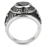 TK3727 - High polished (no plating) Stainless Steel Ring with Synthetic Synthetic Glass in Montana - Alamode - Flyclothing LLC