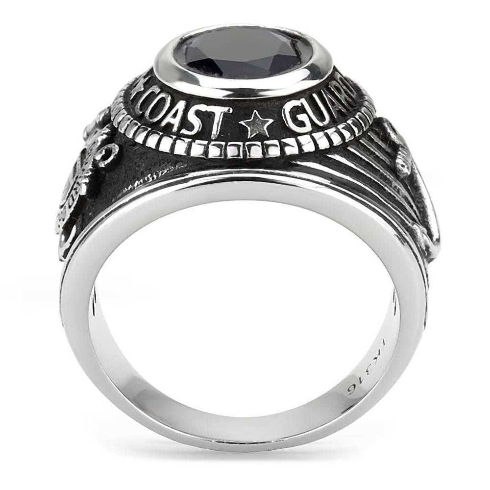 TK3727 - High polished (no plating) Stainless Steel Ring with Synthetic Synthetic Glass in Montana - Alamode - Flyclothing LLC