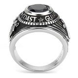 TK3727 - High polished (no plating) Stainless Steel Ring with Synthetic Synthetic Glass in Montana - Alamode - Flyclothing LLC
