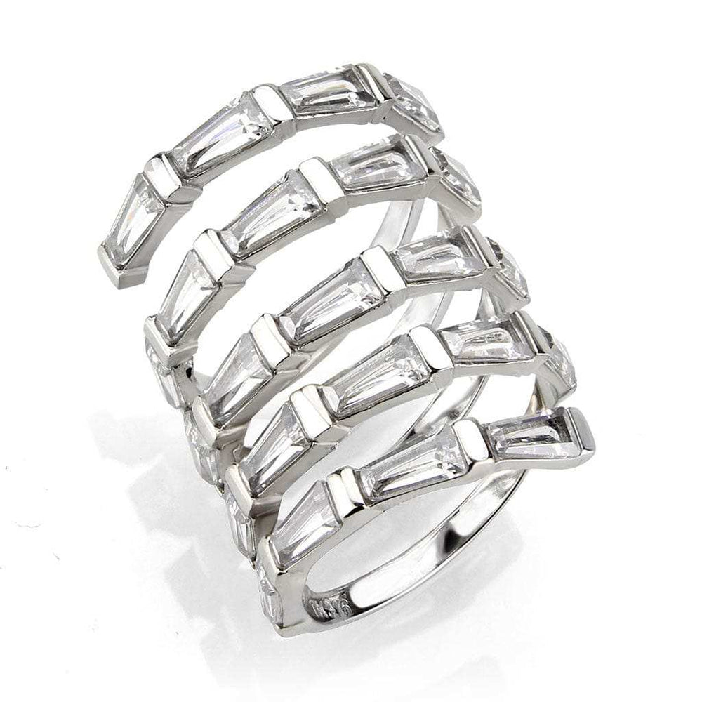 TK3729 High polished Stainless Steel Ring with AAA Grade CZ in Clear - Alamode - Flyclothing LLC