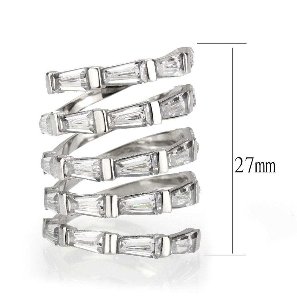 TK3729 High polished Stainless Steel Ring with AAA Grade CZ in Clear - Alamode - Flyclothing LLC