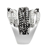 TK3733 High polished Stainless Steel Ring with Top Grade Crystal in Clear - Alamode - Flyclothing LLC
