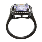 TK3734 IP Black Stainless Steel Ring with AAA Grade CZ in Light Amethyst - Alamode - Flyclothing LLC