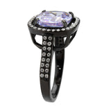 TK3734 IP Black Stainless Steel Ring with AAA Grade CZ in Light Amethyst - Alamode - Flyclothing LLC