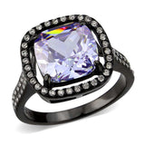 TK3734 IP Black Stainless Steel Ring with AAA Grade CZ in Light Amethyst - Alamode - Flyclothing LLC