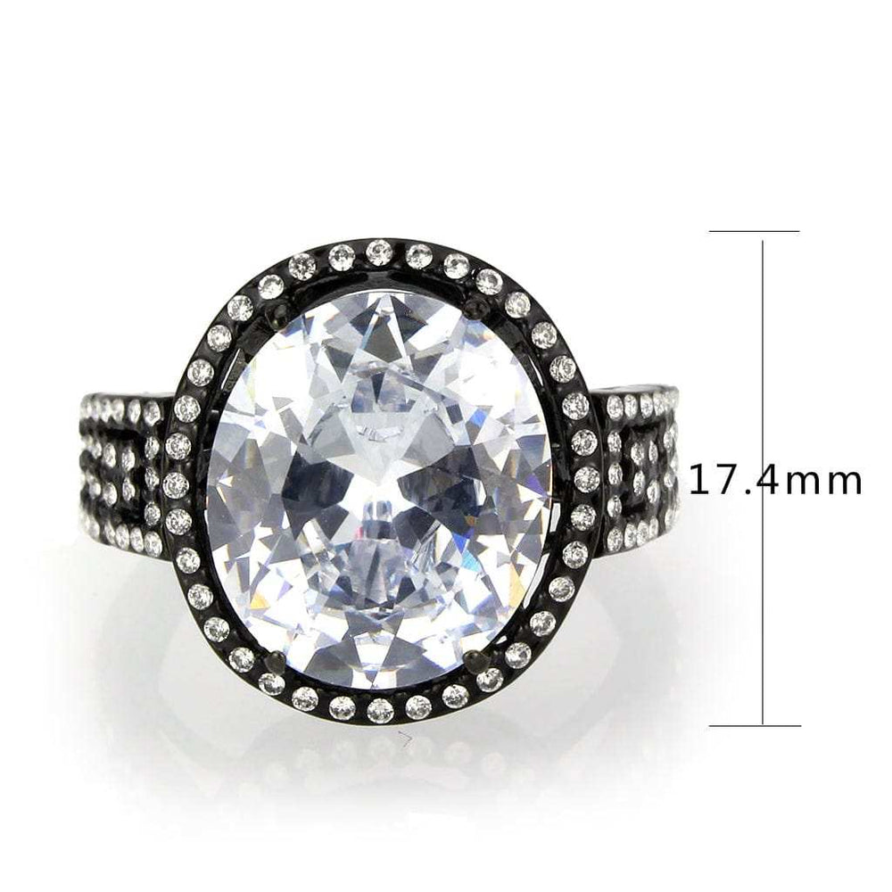 TK3735 IP Black Stainless Steel Ring with AAA Grade CZ in Clear - Alamode - Flyclothing LLC