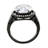 TK3735 IP Black Stainless Steel Ring with AAA Grade CZ in Clear - Alamode - Flyclothing LLC