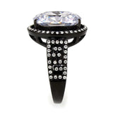 TK3735 IP Black Stainless Steel Ring with AAA Grade CZ in Clear - Alamode - Flyclothing LLC