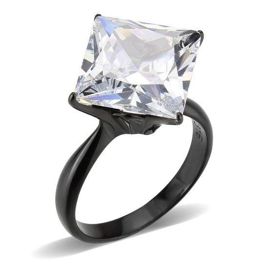 TK3736 IP Black Stainless Steel Ring with AAA Grade CZ in Clear - Alamode - Flyclothing LLC