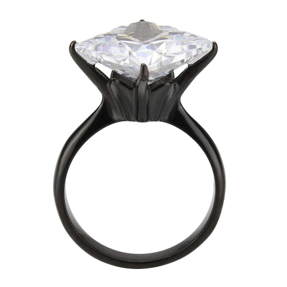 TK3736 IP Black Stainless Steel Ring with AAA Grade CZ in Clear - Alamode - Flyclothing LLC