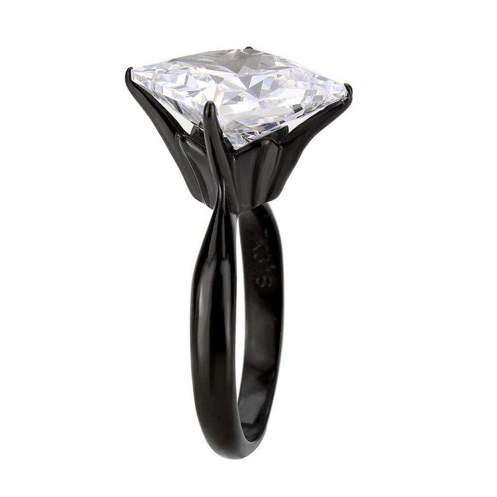 TK3736 IP Black Stainless Steel Ring with AAA Grade CZ in Clear - Alamode - Flyclothing LLC