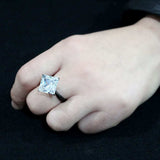 TK3736 IP Black Stainless Steel Ring with AAA Grade CZ in Clear - Alamode - Flyclothing LLC