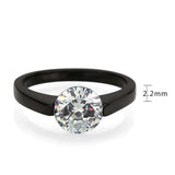 TK3737 - IP Black Stainless Steel Ring with AAA Grade CZ in Clear - Alamode - Flyclothing LLC