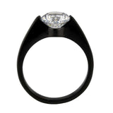 TK3737 - IP Black Stainless Steel Ring with AAA Grade CZ in Clear - Alamode - Flyclothing LLC