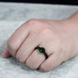 TK3738 IP Black Stainless Steel Ring with Synthetic in Emerald - Alamode - Flyclothing LLC