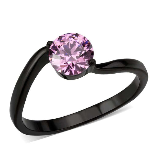 TK3739 IP Black Stainless Steel Ring with AAA Grade CZ in Rose - Alamode - Flyclothing LLC