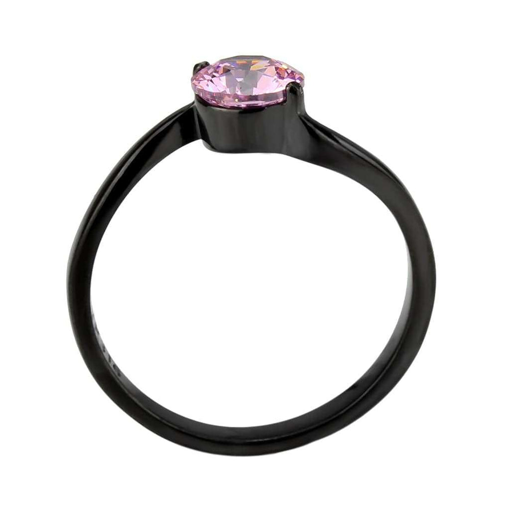 TK3739 IP Black Stainless Steel Ring with AAA Grade CZ in Rose - Alamode - Flyclothing LLC