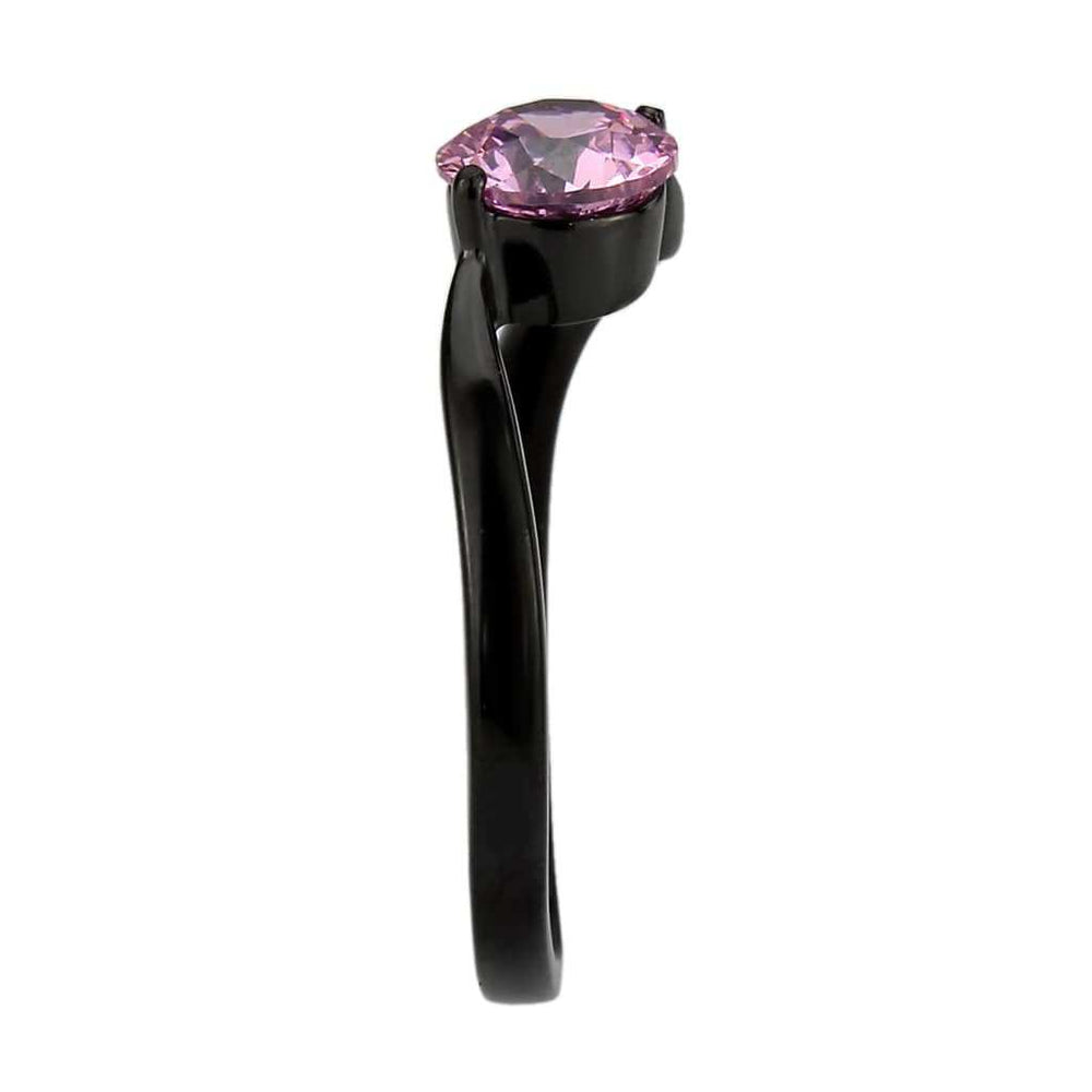 TK3739 IP Black Stainless Steel Ring with AAA Grade CZ in Rose - Alamode - Flyclothing LLC