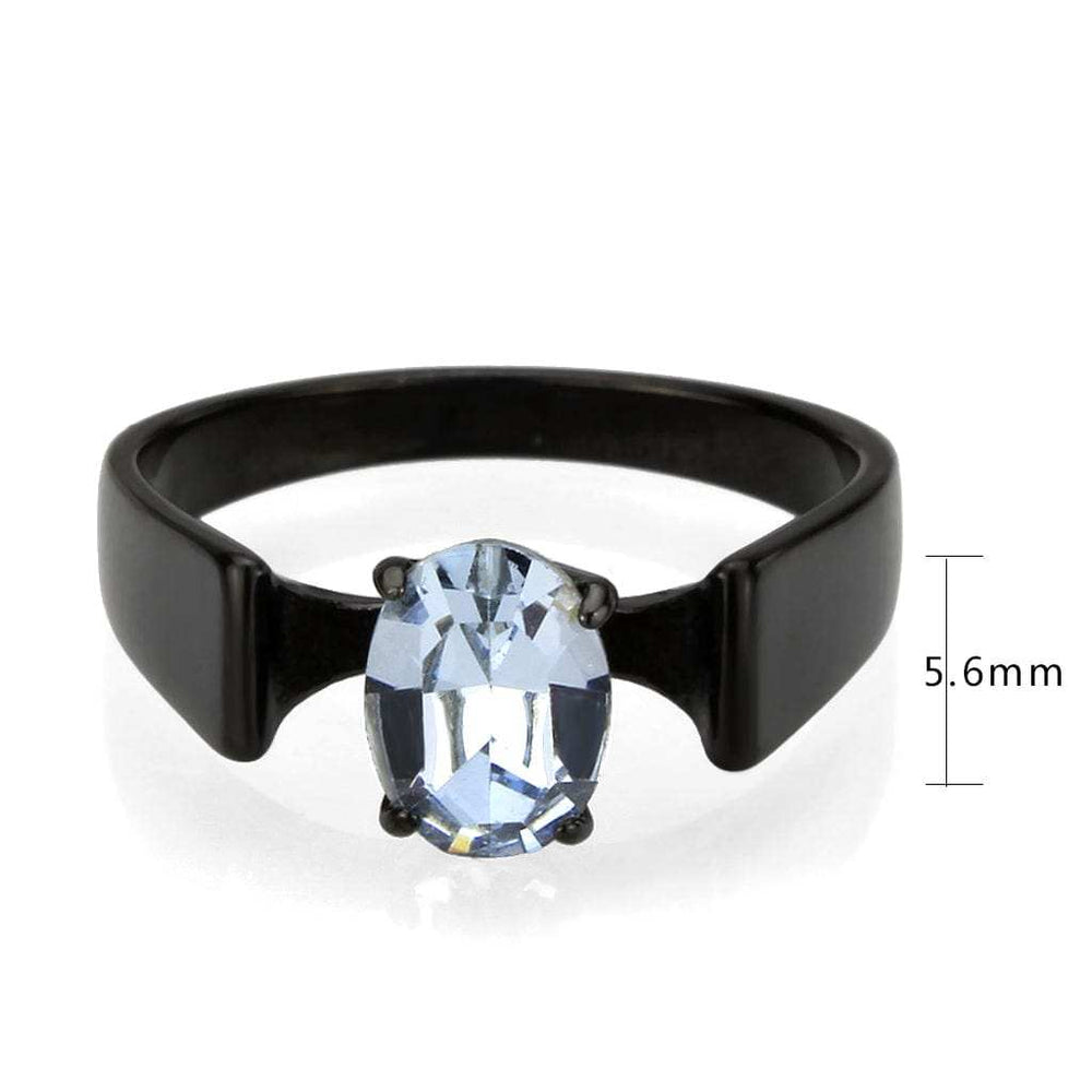 TK3740 IP Black Stainless Steel Ring with Top Grade Crystal in Aquamarine - Alamode - Flyclothing LLC