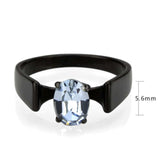 TK3740 IP Black Stainless Steel Ring with Top Grade Crystal in Aquamarine - Alamode - Flyclothing LLC