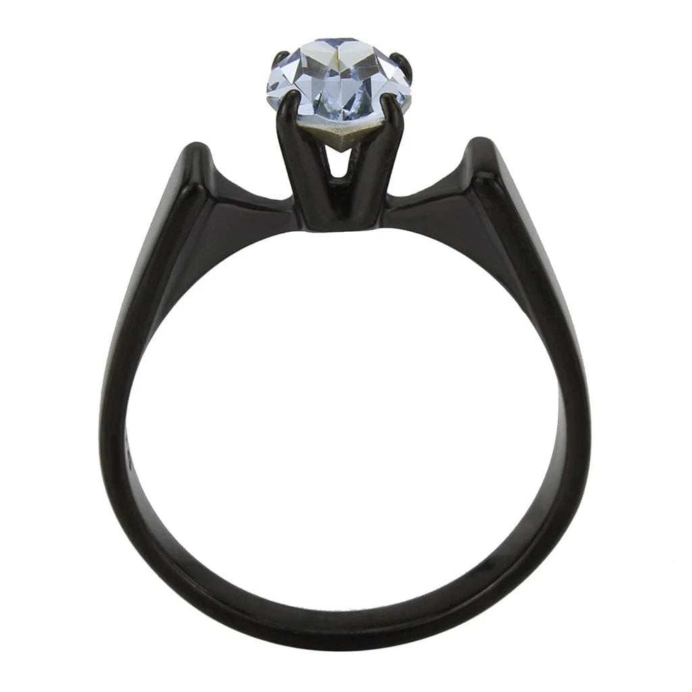 TK3740 IP Black Stainless Steel Ring with Top Grade Crystal in Aquamarine - Alamode - Flyclothing LLC