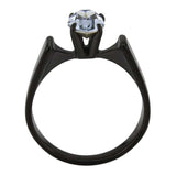 TK3740 IP Black Stainless Steel Ring with Top Grade Crystal in Aquamarine - Alamode - Flyclothing LLC