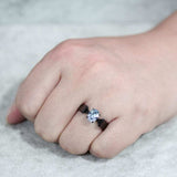 TK3740 IP Black Stainless Steel Ring with Top Grade Crystal in Aquamarine - Alamode - Flyclothing LLC