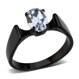 TK3740 IP Black Stainless Steel Ring with Top Grade Crystal in Aquamarine - Alamode - Flyclothing LLC