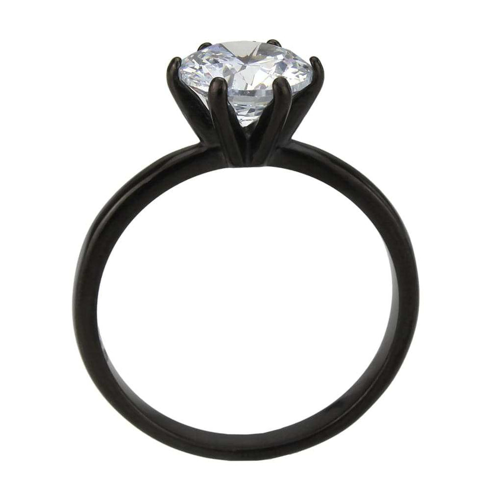 TK3741 IP Black Stainless Steel Ring with AAA Grade CZ in Clear - Alamode - Flyclothing LLC