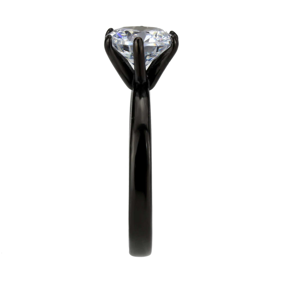 TK3741 IP Black Stainless Steel Ring with AAA Grade CZ in Clear - Alamode - Flyclothing LLC