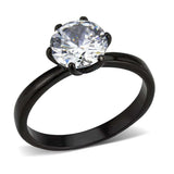 TK3741 IP Black Stainless Steel Ring with AAA Grade CZ in Clear - Alamode - Flyclothing LLC