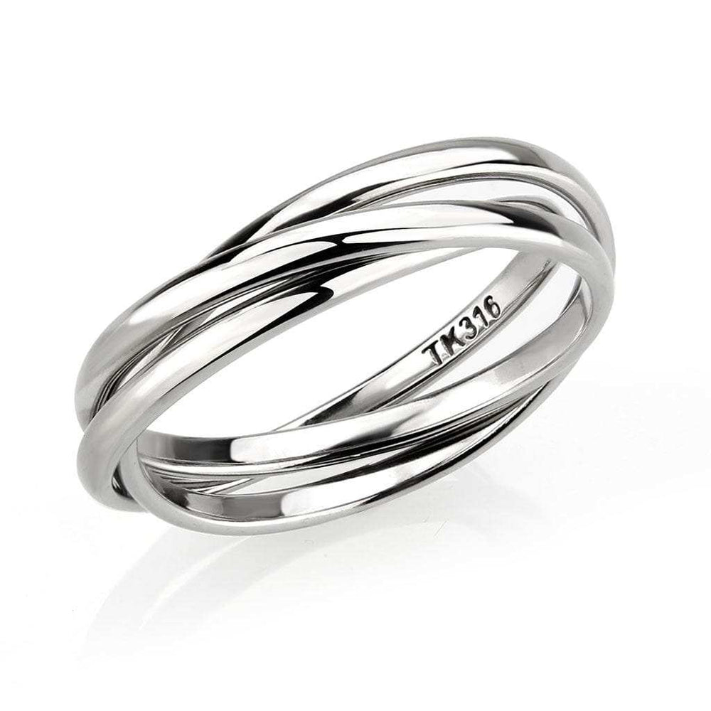 TK3743 - High polished Stainless Steel Interlocking Ring - Alamode - Flyclothing LLC