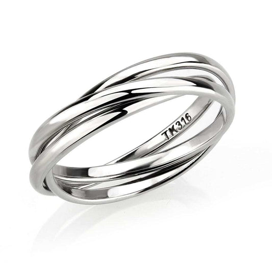 TK3743 - High polished Stainless Steel Interlocking Ring - Alamode - Flyclothing LLC