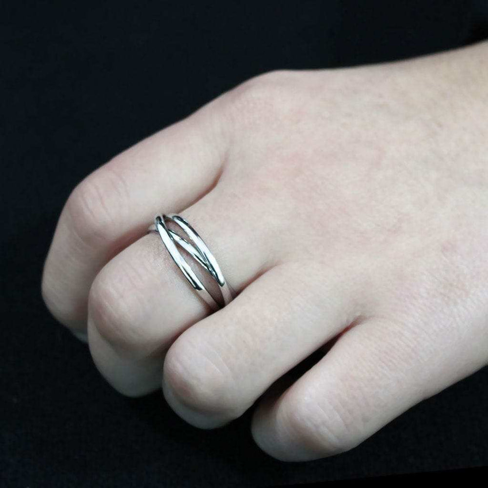 TK3743 - High polished Stainless Steel Interlocking Ring - Alamode - Flyclothing LLC