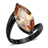 TK3745 IP Black Stainless Steel Ring with AAA Grade CZ in Champagne - Alamode - Flyclothing LLC