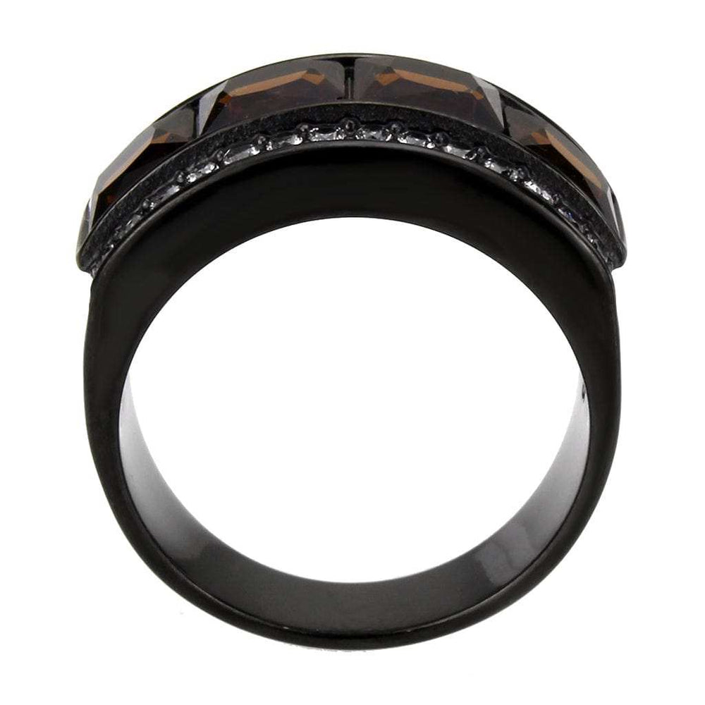 TK3746 IP Black Stainless Steel Ring with Synthetic in Brown - Alamode - Flyclothing LLC