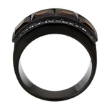 TK3746 IP Black Stainless Steel Ring with Synthetic in Brown - Alamode - Flyclothing LLC