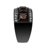 TK3746 IP Black Stainless Steel Ring with Synthetic in Brown - Alamode - Flyclothing LLC